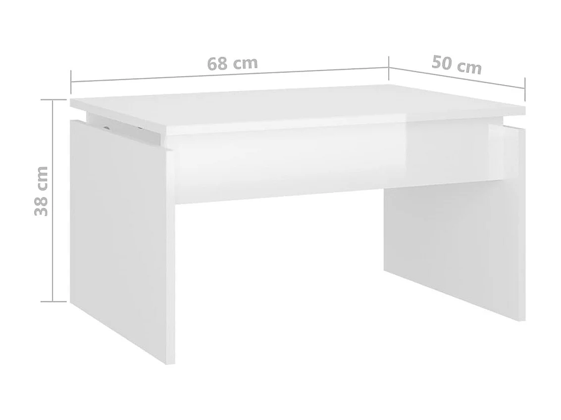 Table basse blanc brillant 68x50x38 cm bois d'ingénierie