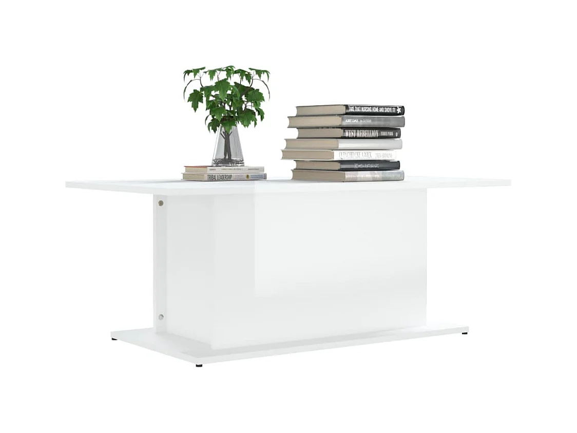 Tavolino bianco lucido 102x55,5x40 cm in legno ingegnerizzato