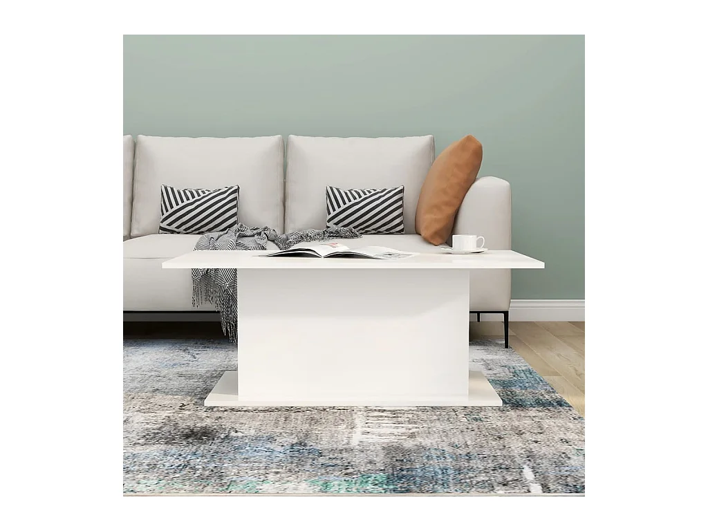 Tavolino bianco lucido 102x55,5x40 cm in legno ingegnerizzato