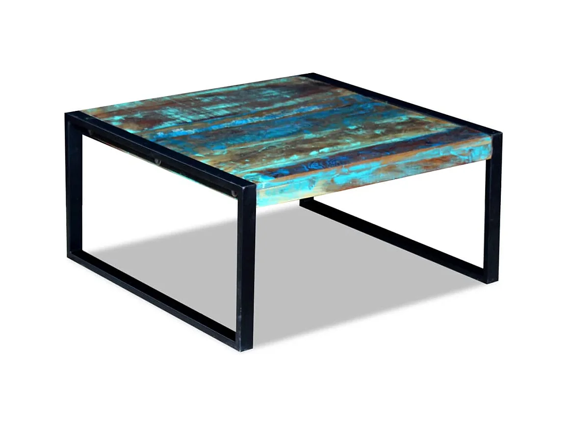 Mesa de centro de madera maciza recuperada 80x80x40 cm