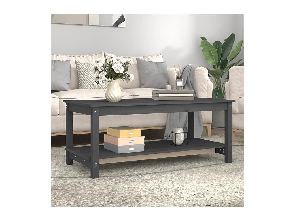 Table basse Gris 110x55x45 cm Bois massif de pin