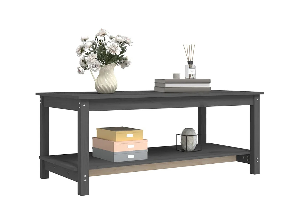 Table basse Gris 110x55x45 cm Bois massif de pin