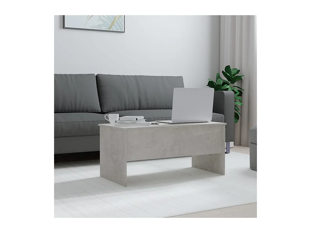 Tavolino da caffè grigio cemento 102x50,5x46,5 cm in legno ingegnerizzato