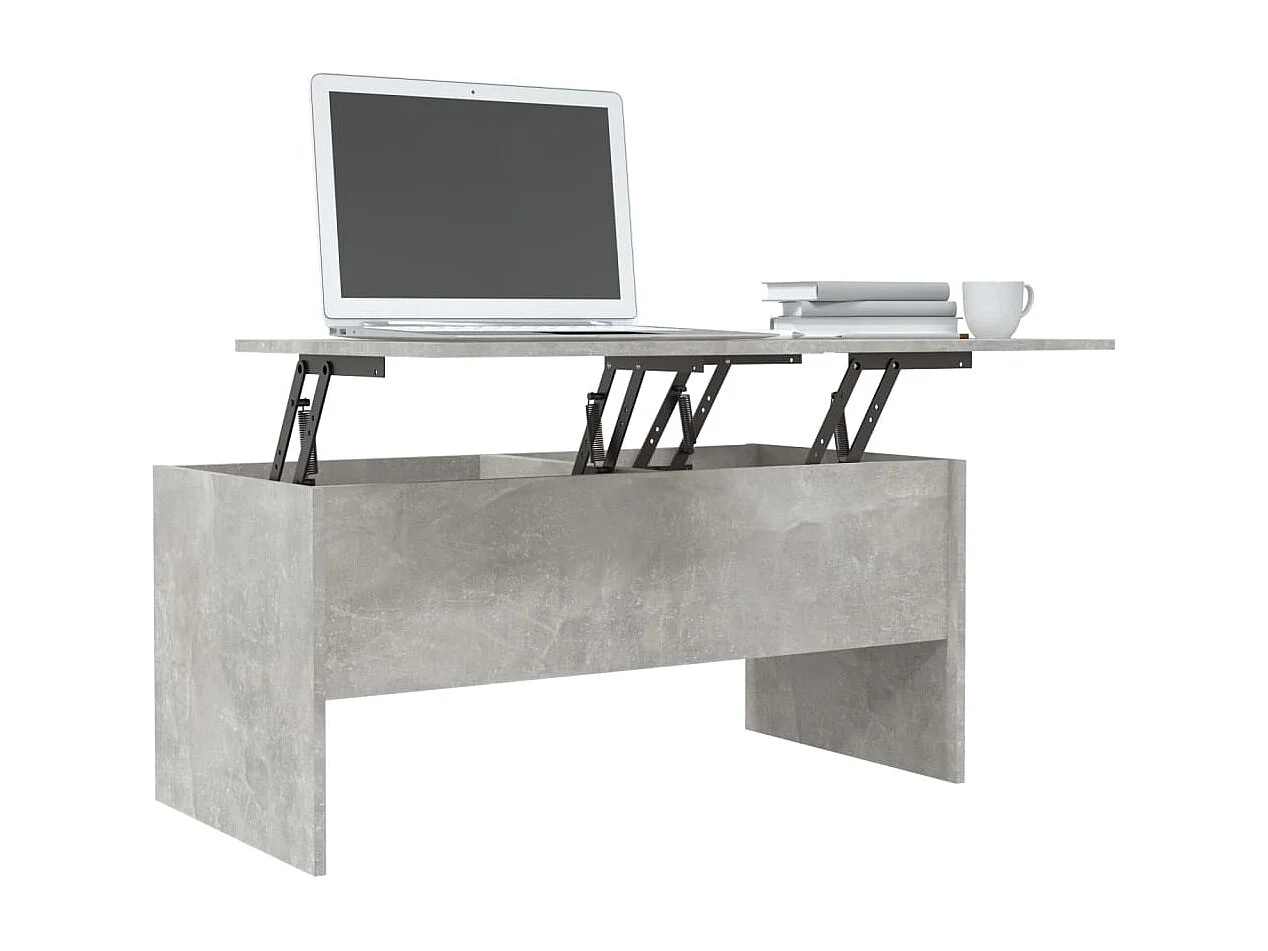 Table basse gris béton 102x50,5x46,5 cm bois d'ingénierie