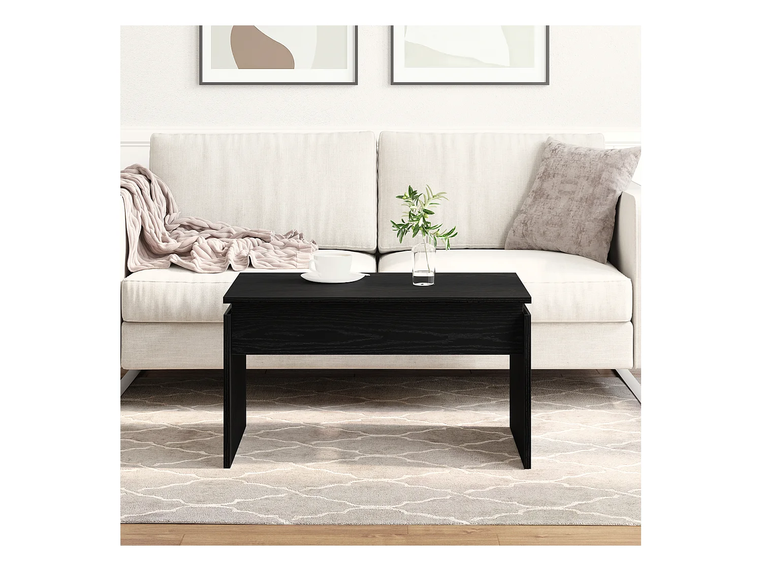 Table basse Chêne noir 68x38x50 cm Bois reconstitué