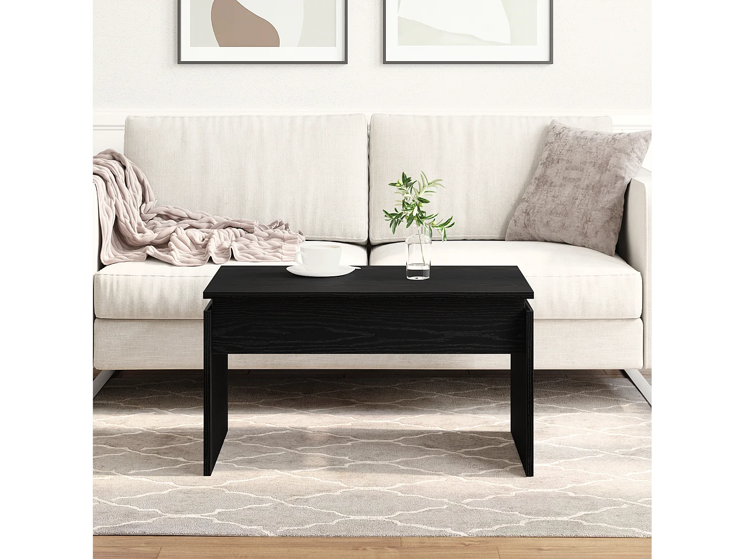 Table basse Chêne noir 68x38x50 cm Bois reconstitué