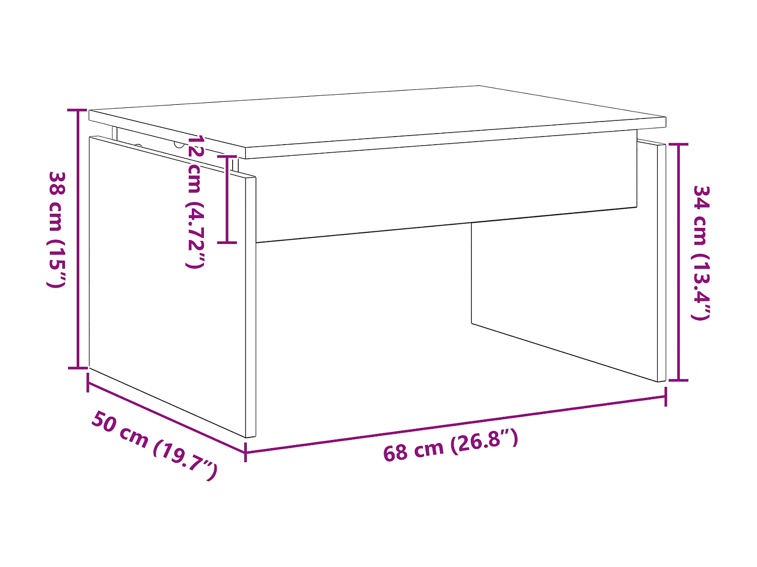Table basse Chêne noir 68x38x50 cm Bois reconstitué