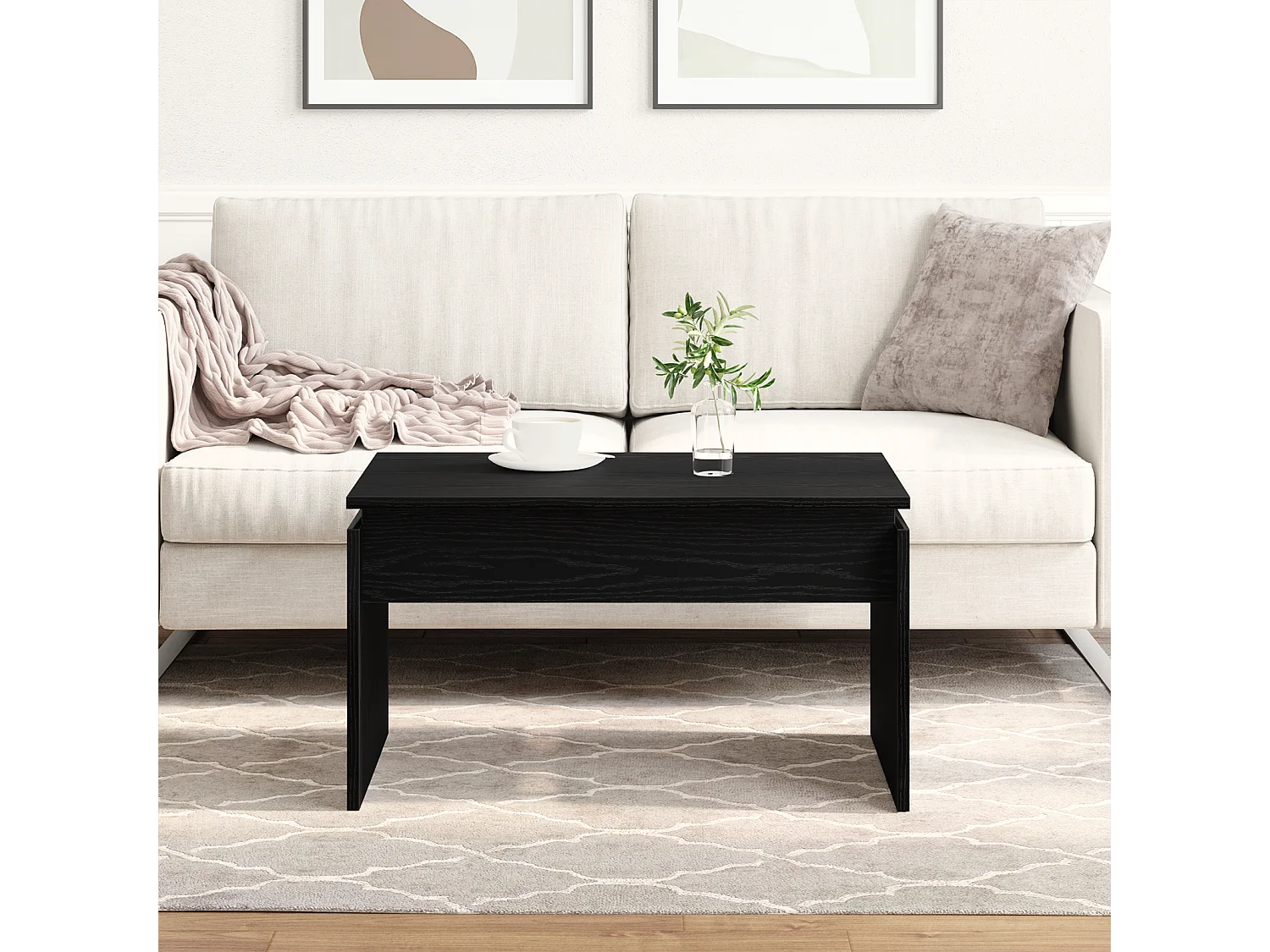 Table basse Chêne noir 68x38x50 cm Bois reconstitué