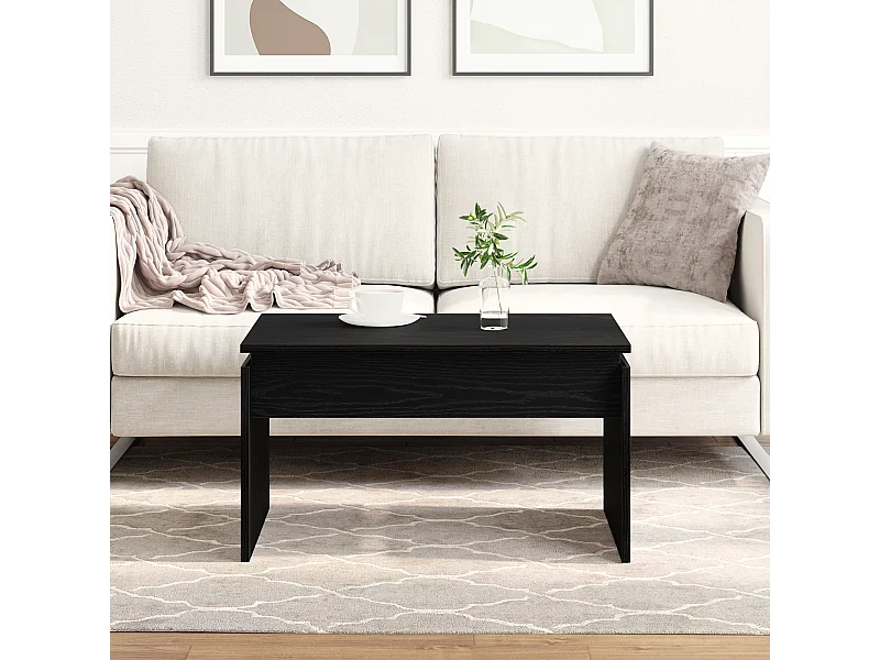 Couchtisch aus schwarzer Eiche 68x38x50 cm Rekonstituiertes Holz