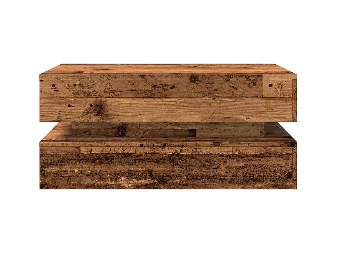 Tavolino con luci a LED in legno vecchio 90x50x40 cm