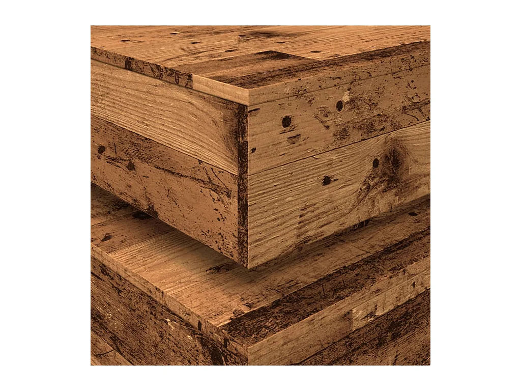 Tavolino con luci a LED in legno vecchio 90x50x40 cm
