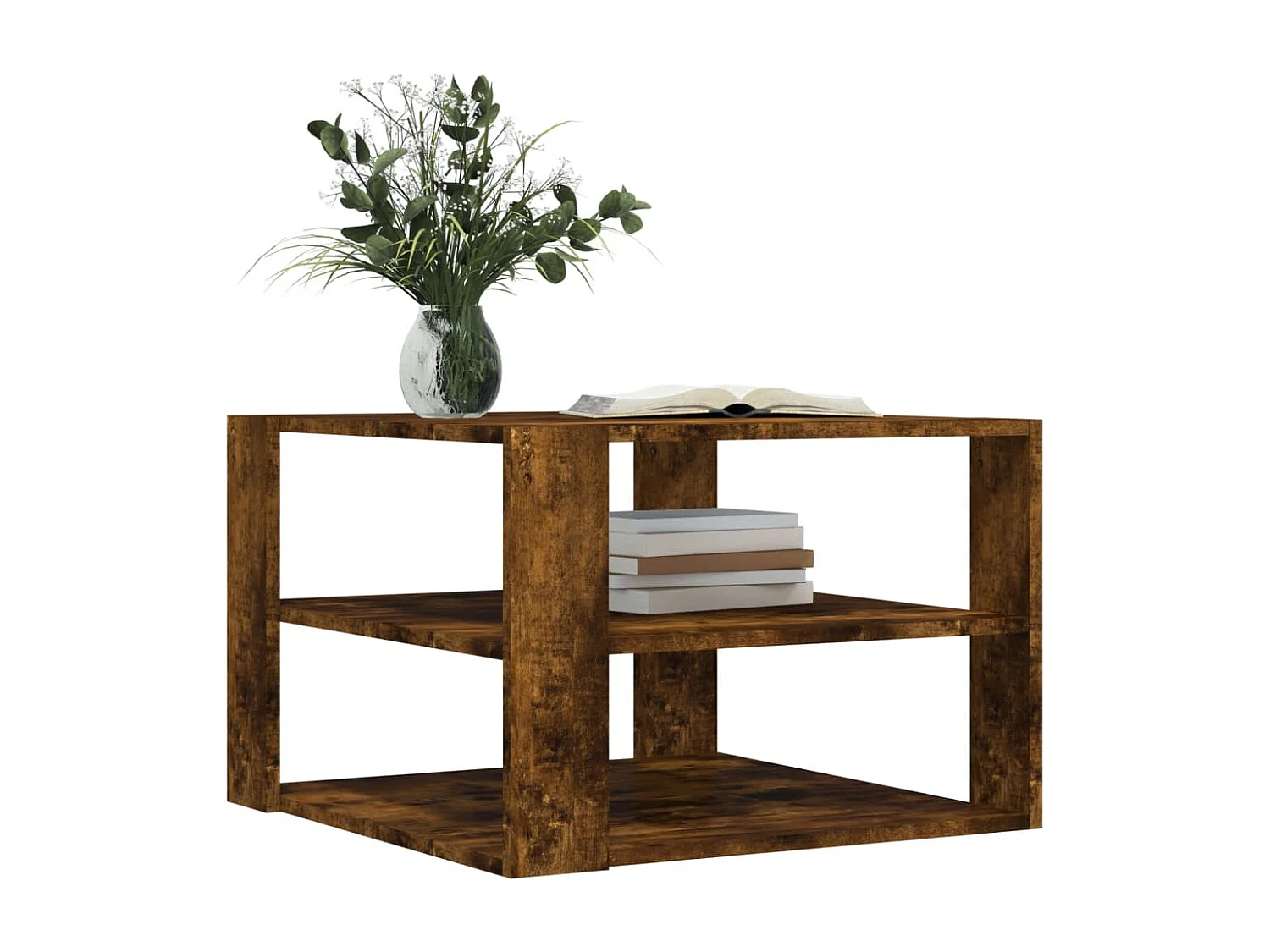 Tavolino da caffè in rovere affumicato 59,5x59,5x40 cm in legno ingegnerizzato