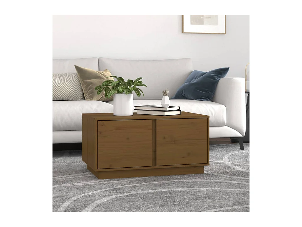 Table basse Marron miel 80x50x40 cm Bois massif de pin