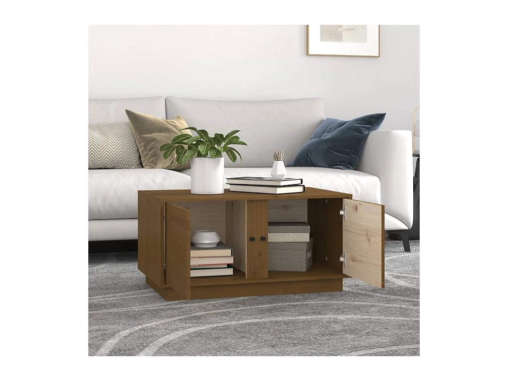 Table basse Marron miel 80x50x40 cm Bois massif de pin