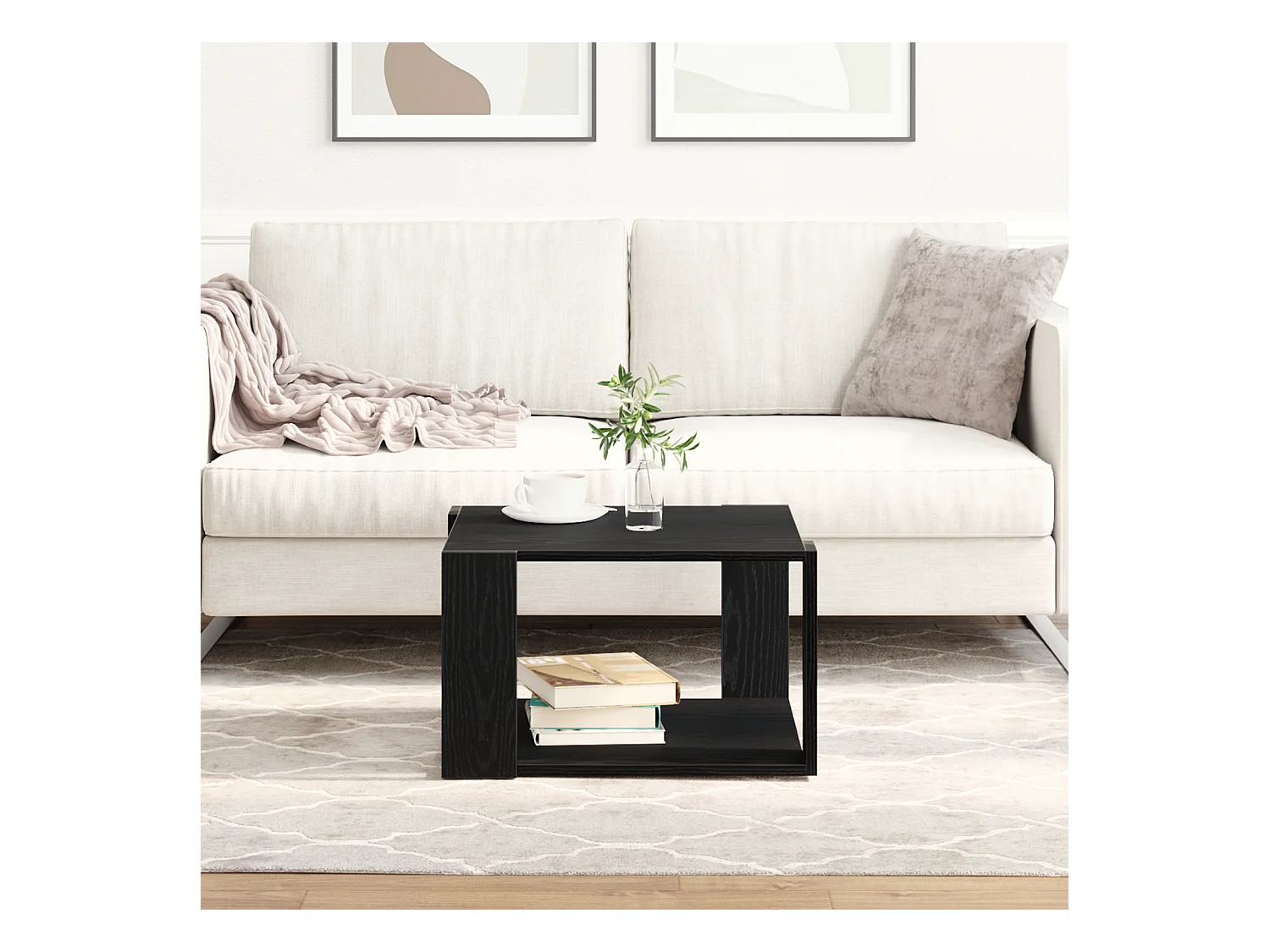 Table basse Noir Chêne 85x55x31 cm Bois d'ingénierie