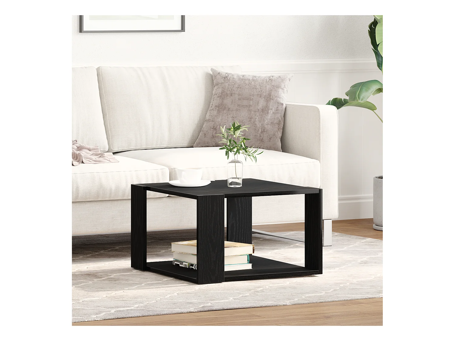 Table basse Noir Chêne 85x55x31 cm Bois d'ingénierie