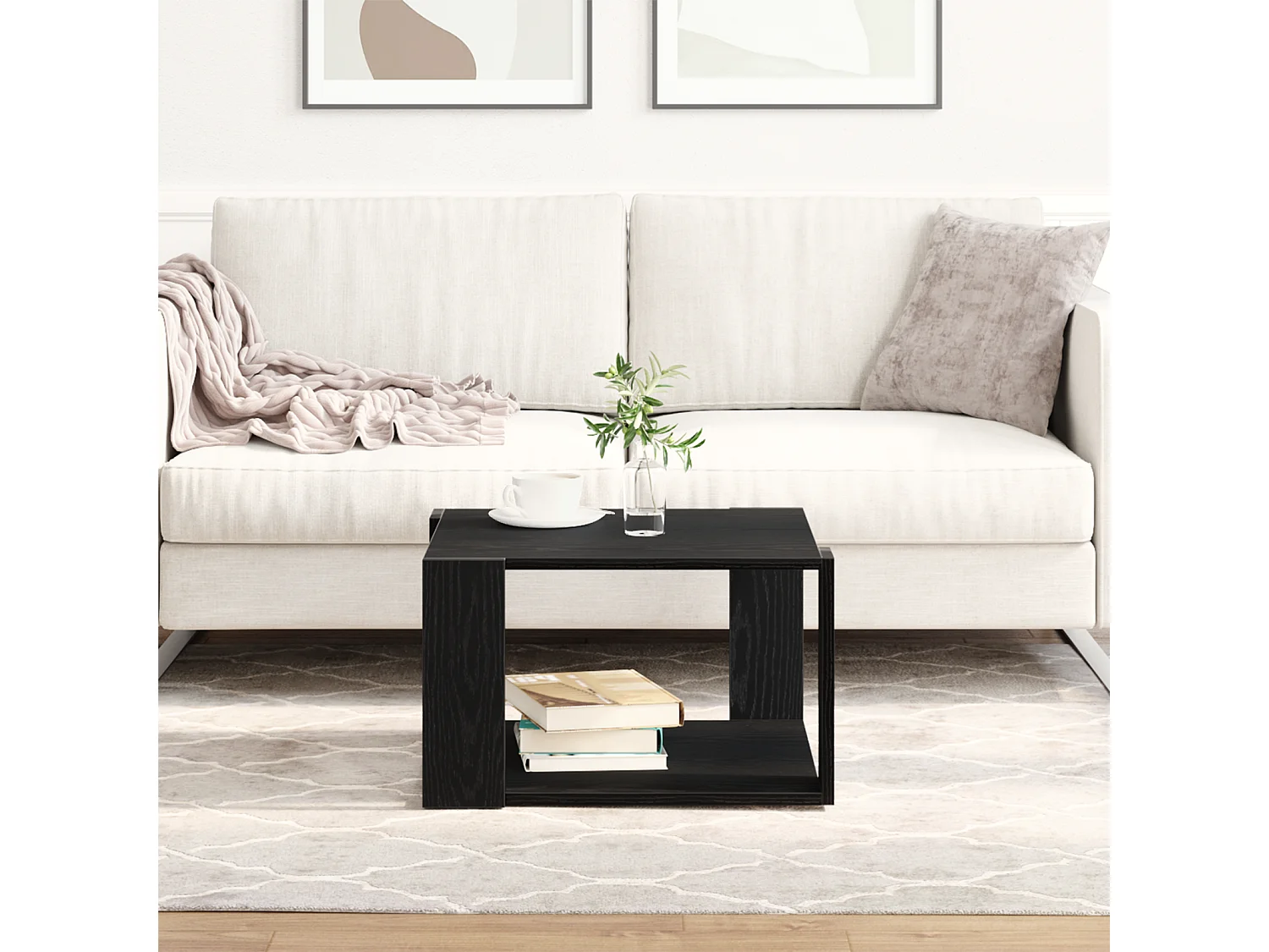 Table basse Noir Chêne 85x55x31 cm Bois d'ingénierie