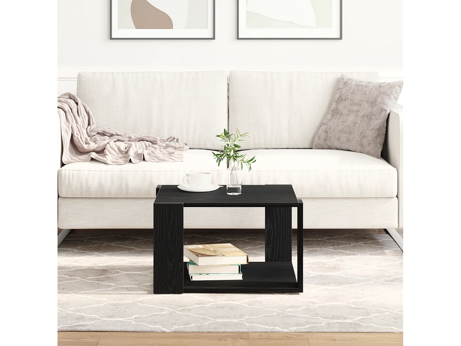 Table basse Noir Chêne 85x55x31 cm Bois d'ingénierie