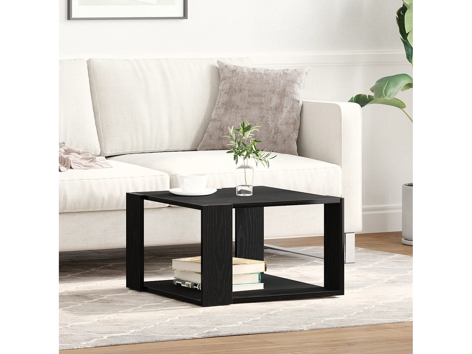 Table basse Noir Chêne 85x55x31 cm Bois d'ingénierie