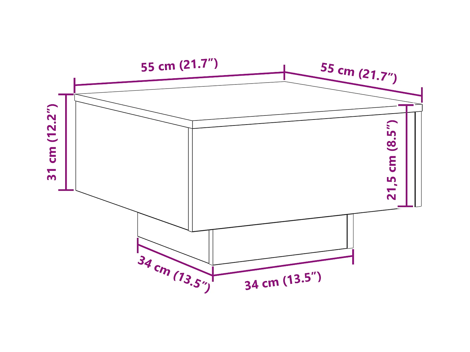 Table basse Noir 55x55x31 cm en bois