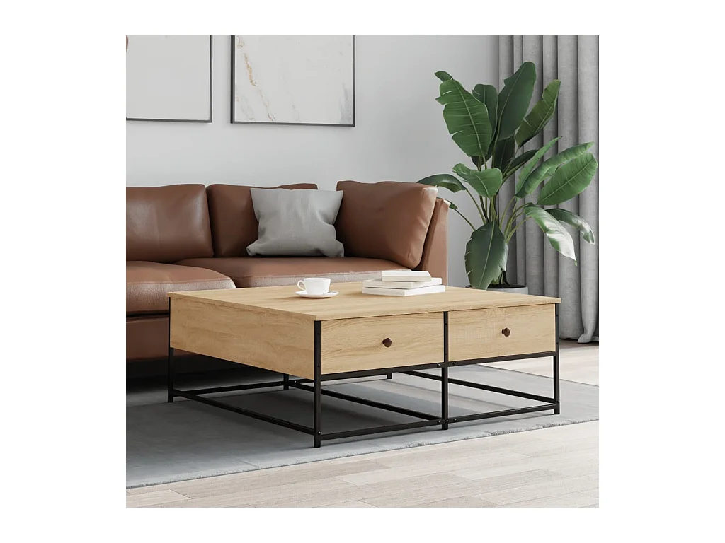 Table basse chêne sonoma 100x99x40 cm bois d'ingénierie