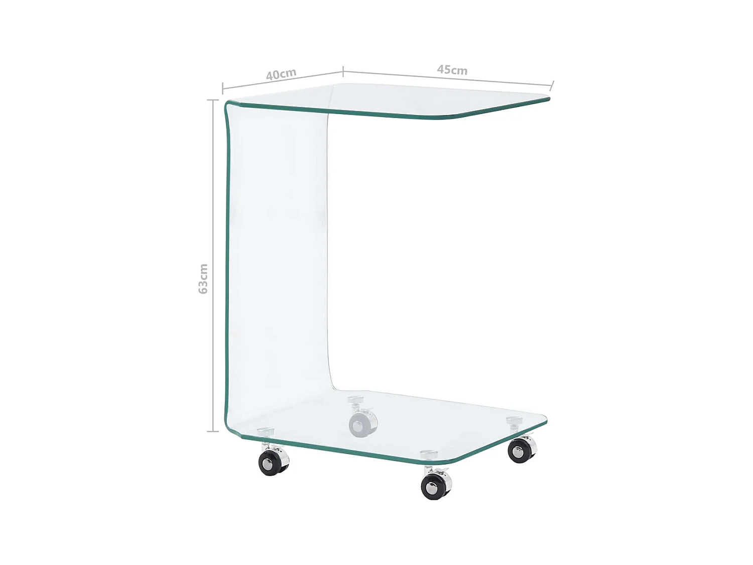 Table basse 45x40x63 cm Verre trempé