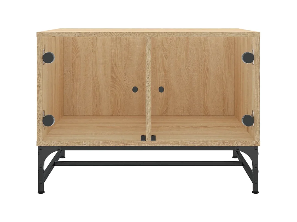 Table basse avec portes en verre chêne sonoma 68,5x50x50 cm
