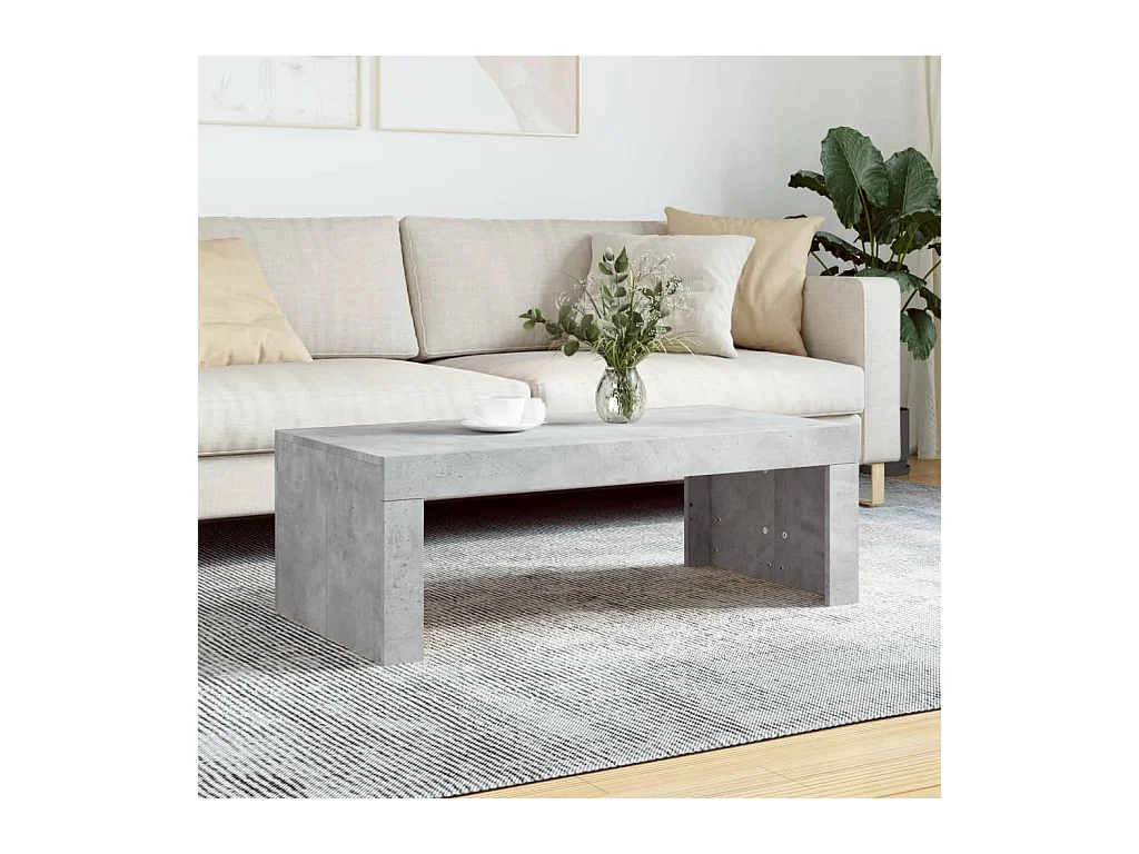 Table basse gris béton 102x50x36 cm bois d'ingénierie