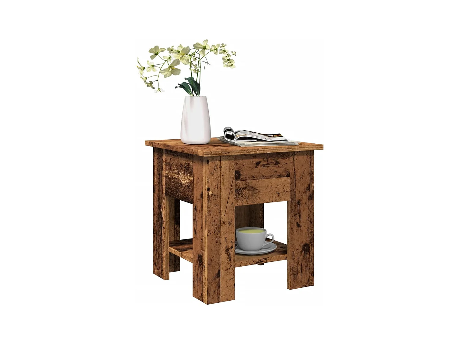 Salontafel oud hout 40x40x42 cm bewerkt hout