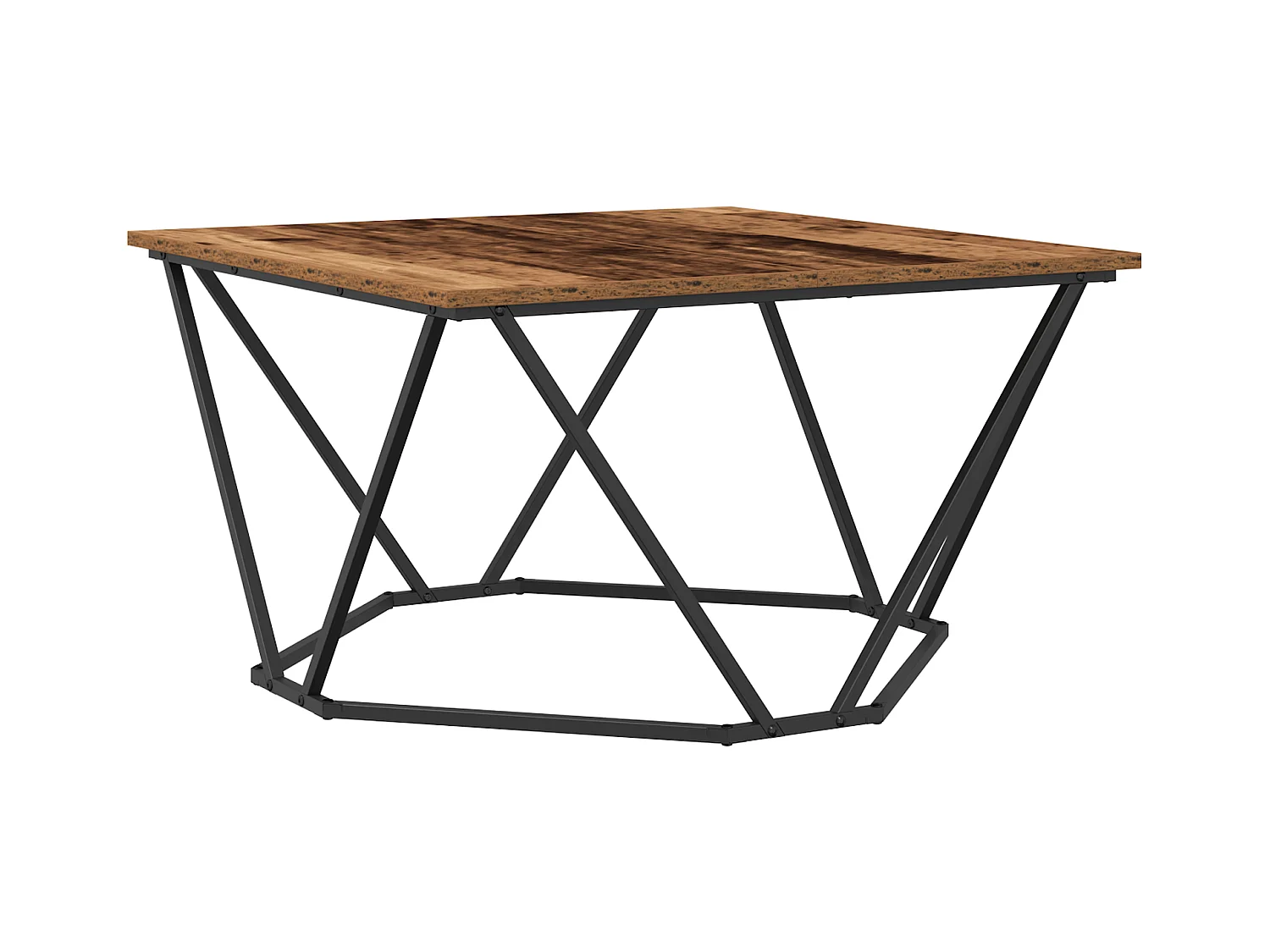 Table basse en vieux bois 80x80x45 cm en bois composite