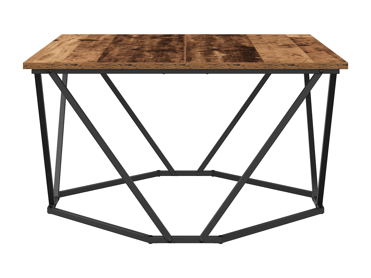 Table basse en vieux bois 80x80x45 cm en bois composite