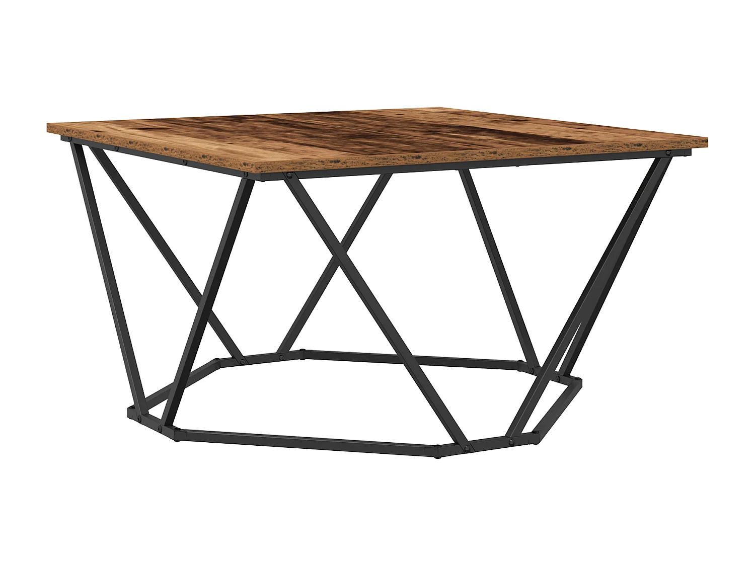 Table basse en vieux bois 80x80x45 cm en bois composite