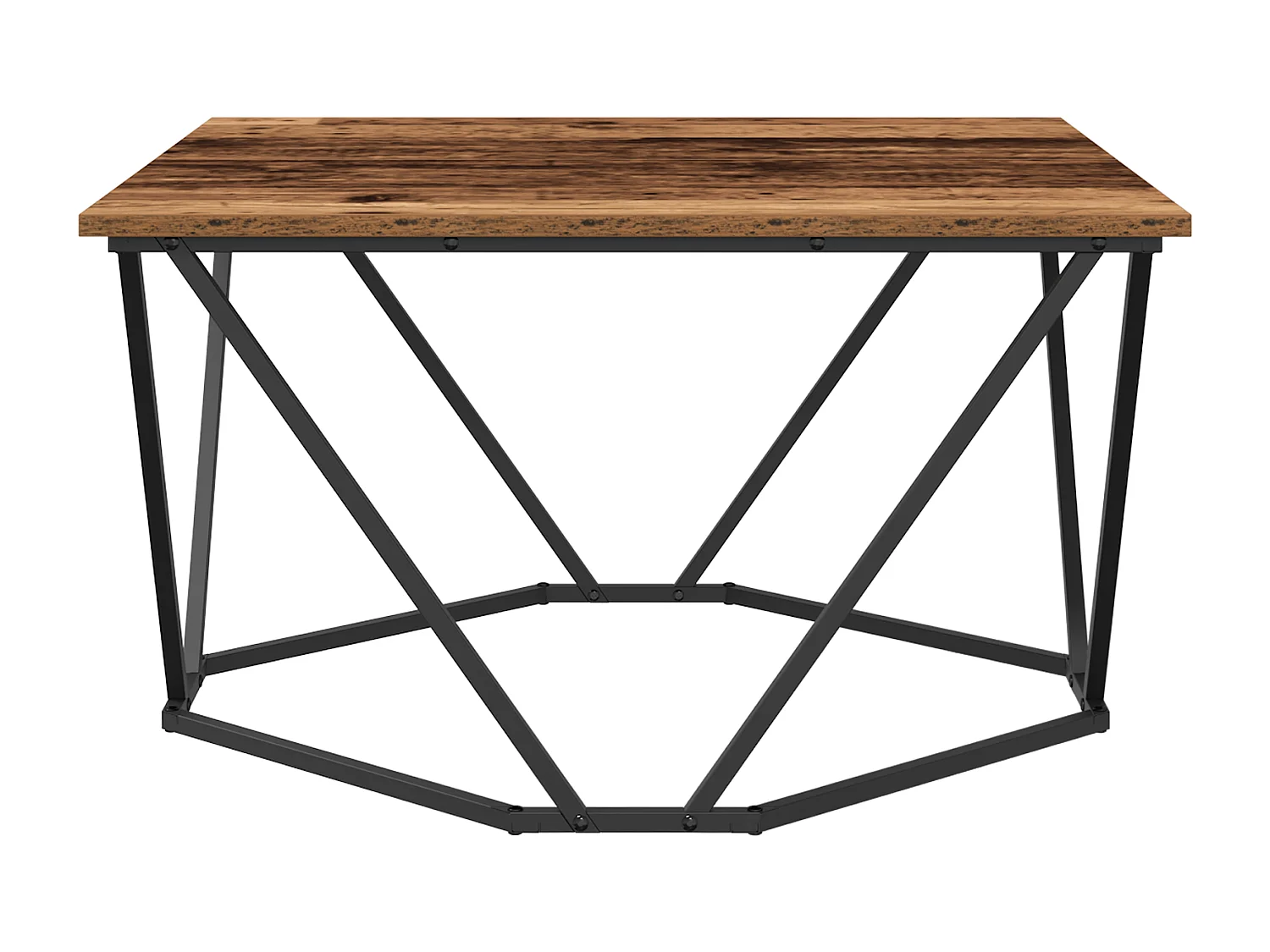 Table basse en vieux bois 80x80x45 cm en bois composite