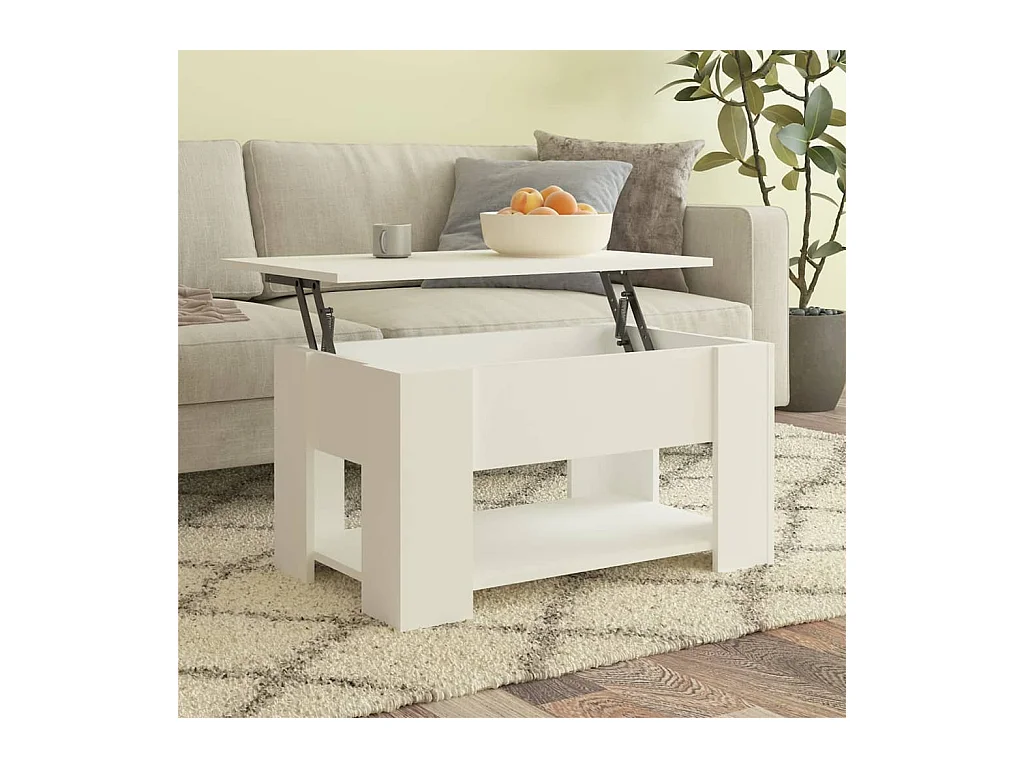 Table basse blanc 79x49x41 cm bois d'ingénierie