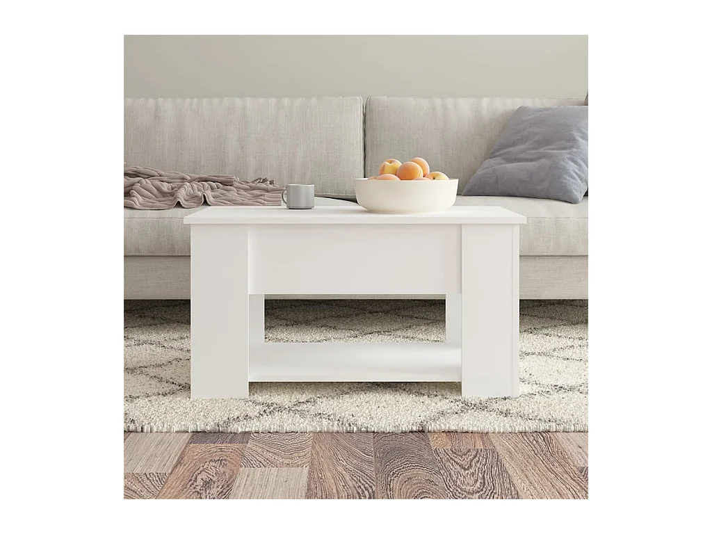 Table basse blanc 79x49x41 cm bois d'ingénierie