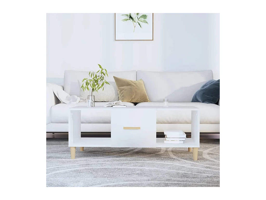 Table basse blanc 102x50x40 cm bois d'ingénierie