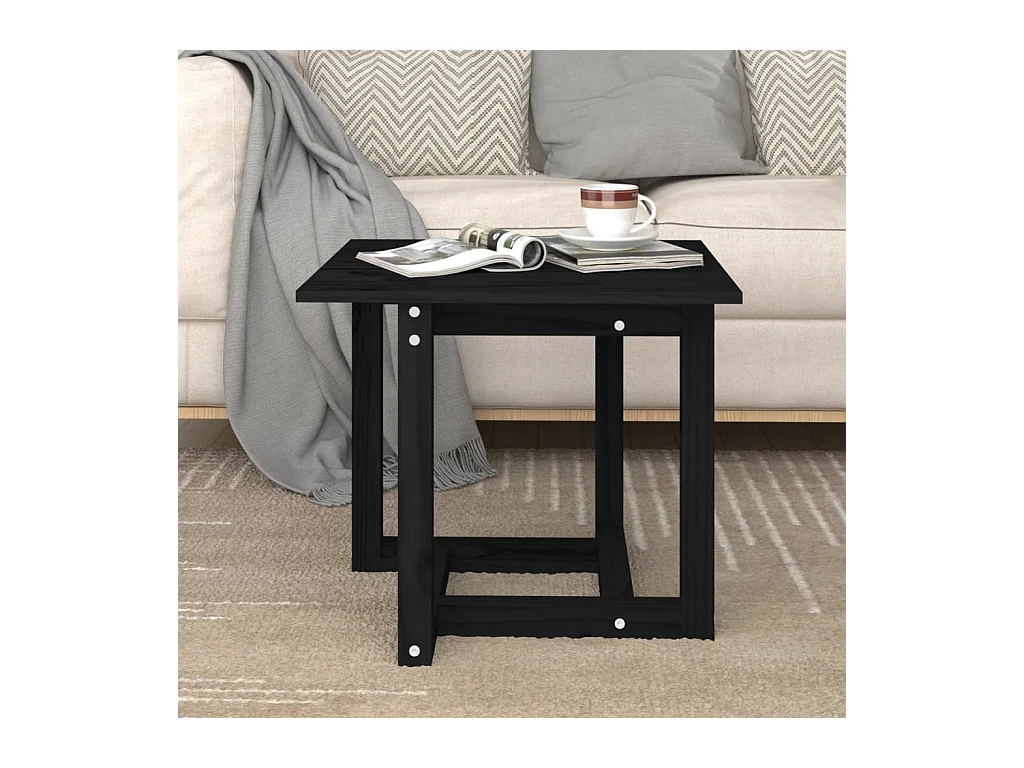 Table basse Noir 50x50x45 cm Bois massif de pin