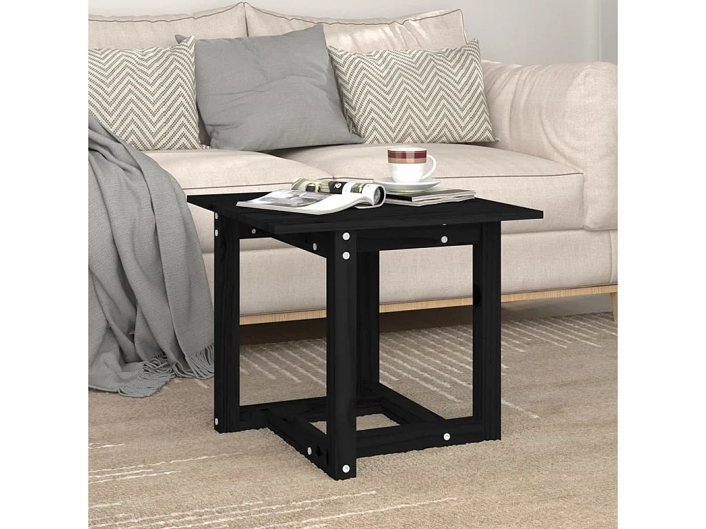 Table basse Noir 50x50x45 cm Bois massif de pin