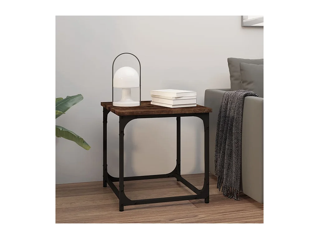 Tavolino laterale in rovere affumicato 40x40x40 cm in legno ingegnerizzato