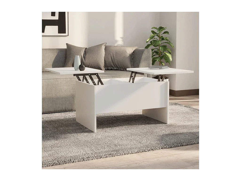 Table basse blanc 80x50x42,5 cm bois d'ingénierie