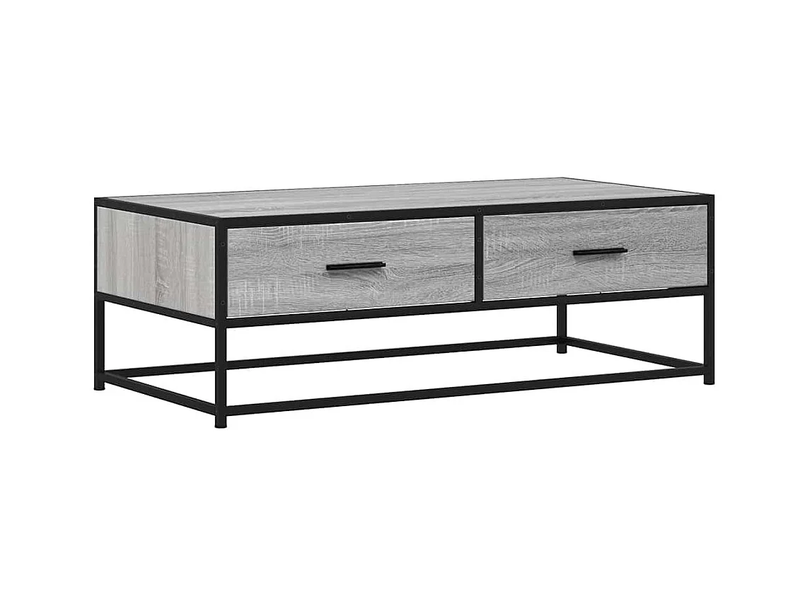 Tavolino Sonoma grigio 100x50x35 cm in legno ingegnerizzato e metallo