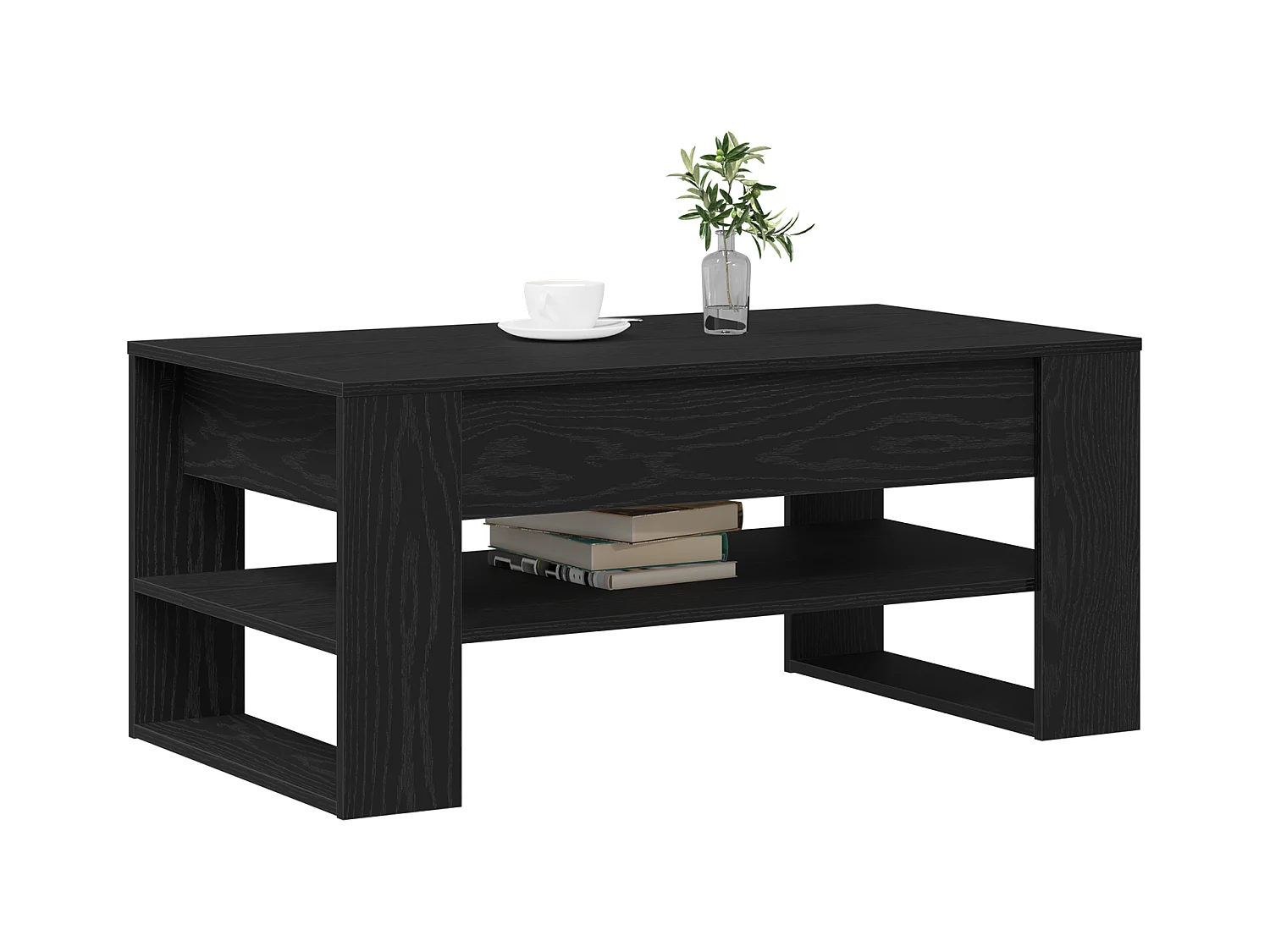 Table basse noire en chêne 102x55x45 cm en bois d'ingénierie
