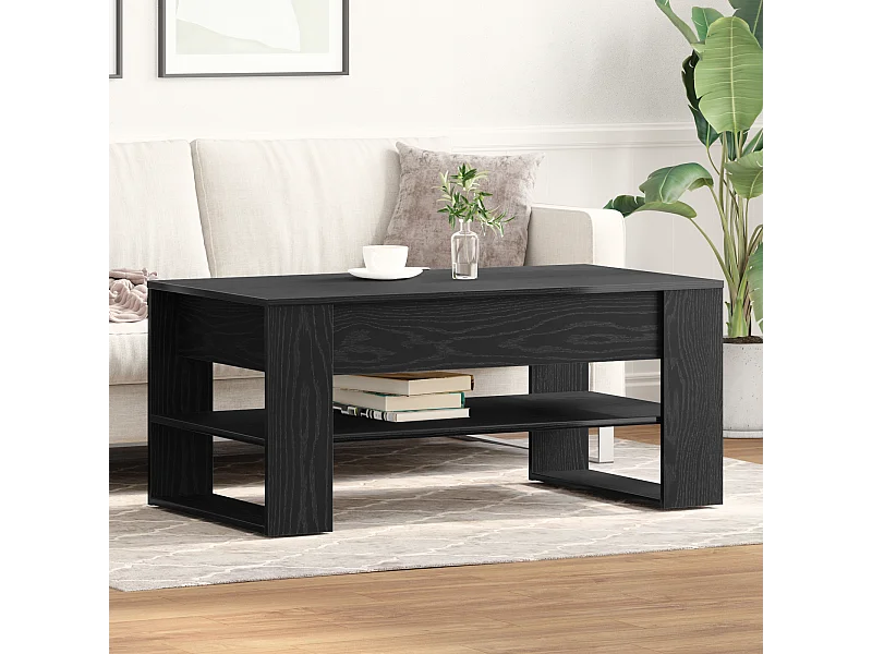 Table basse noire en chêne 102x55x45 cm en bois d'ingénierie