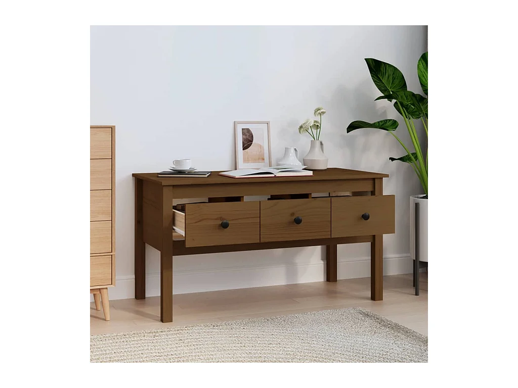 Honingbruine salontafel 102x49x55 cm massief grenenhout