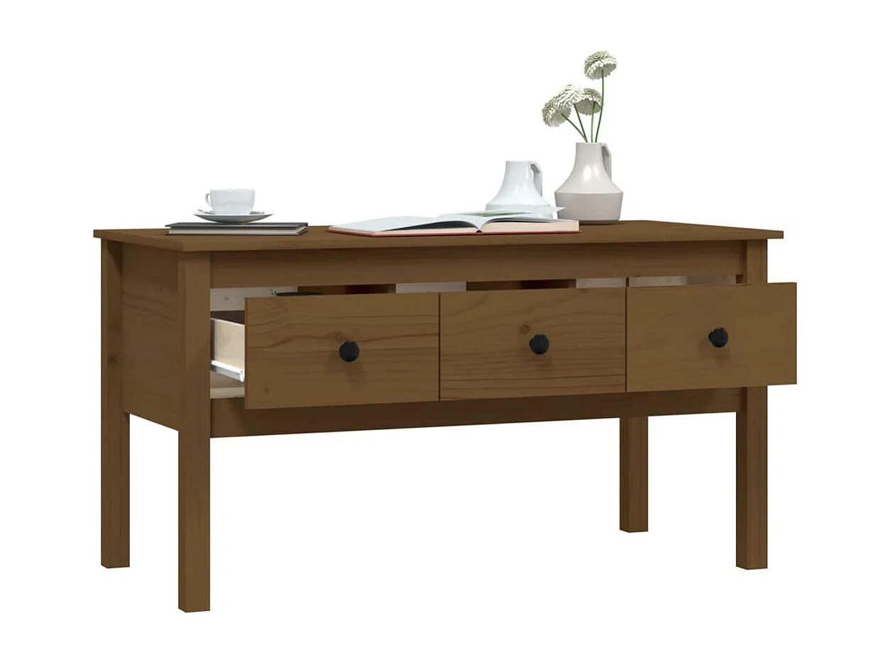 Tavolino da caffè color miele 102x49x55 cm in legno di pino massello