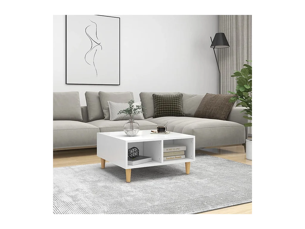 Table basse blanc 60x60x30 cm bois d'ingénierie