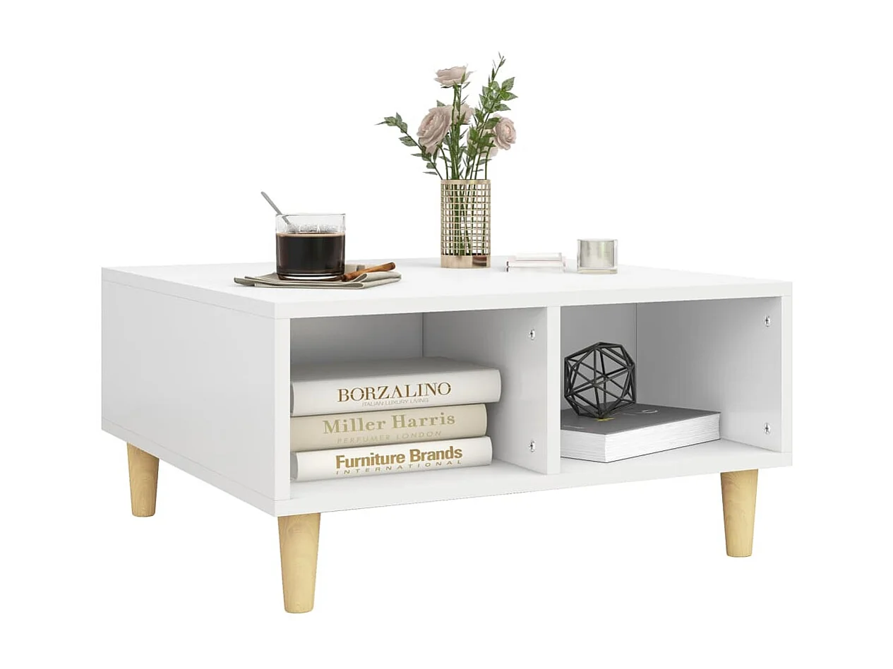 Table basse blanc 60x60x30 cm bois d'ingénierie