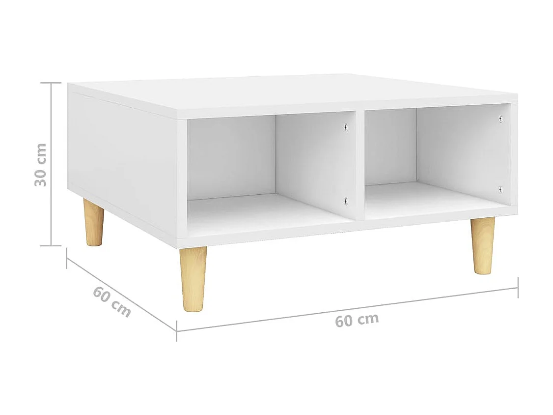 Table basse blanc 60x60x30 cm bois d'ingénierie