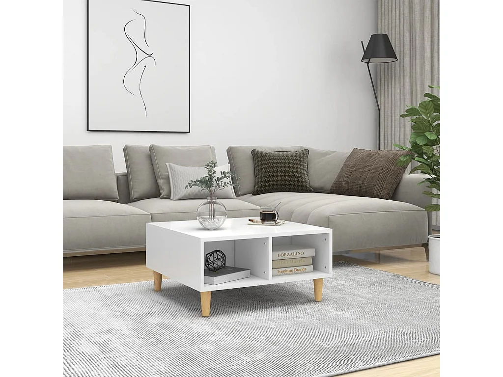 Tavolino bianco 60x60x30 cm in legno ingegnerizzato