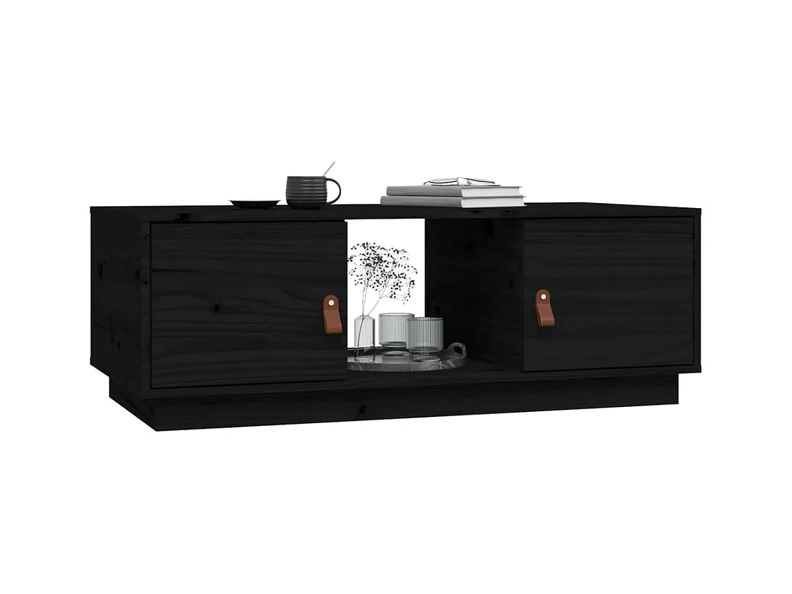 Table basse Noir 100x50x35 cm Bois massif de pin